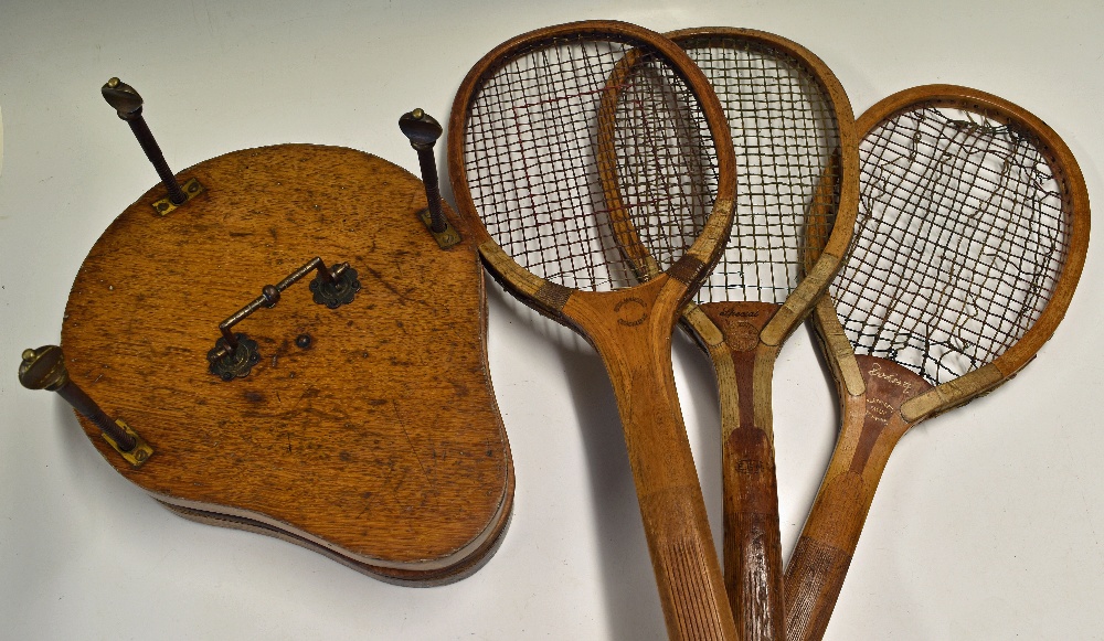 Tennis - Solid Wood and Brass Tennis Racket Press and Tennis Rackets includes the press appears - Image 2 of 2