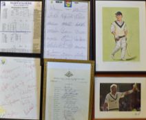 6 Framed Signed Cricket Items including 1968 Australian team on Tour, two signed County Cricket Club