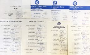 Cricket - Assorted Signed England Tour Team Sheets including 1977-78 Pakistan & New Zealand,