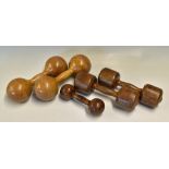 Physical Health & Fitness - A selection of Early 20th Century Wooden Dumb Bells includes two various