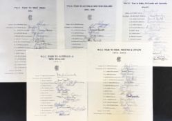 Cricket - 1970's M.C.C. Cricket Tour Signed Team Sheets 1970-71 to Australia & New Zealand, 1972-