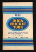 Cricket - 1952 India Cricket Tour of England Souvenir Booklet including fixtures, records and