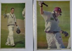 Cricket - 2001 County Teams Signed Newspaper Cuttings including Marcus Trescothick, Dougie Brown,