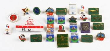 Collection of European Tour Golf players brass and enamel pin badges c. 1990's to incl 1989