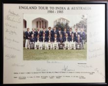 1984-85 England Tour Team to India and Australia Signed Team Photograph in colour with signatures to