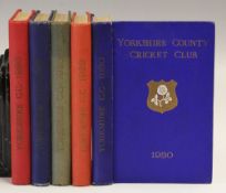 Cricket - Yorkshire County Cricket Club 1926 to 1930 Year Books - all hard-back books, all have wear