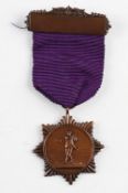 1950 England v Scotland Boys International bronze golf medal c/w ribbon and bar - engraved on the