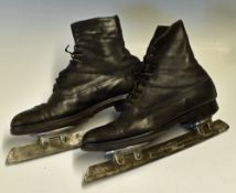 Ice Skating - Pair of Ice Skating Boots the skates marked 'Francis Wood & Son Henry St Sheffield'