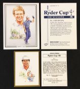 Collection of 1987 and 1989 Ryder Cup trade cards to incl 2x Birchgrey 1987 European Winners 1st