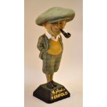 Penfold Man papier-mâché advertising golfing figure c. 1935 - c/w pipe and mounted on the original