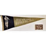 Boxing - Scarce c.1917 Jess Willard & Buffalo Bill Show Boxing Pennant with Postcard depicting