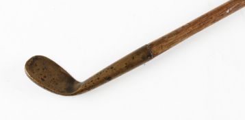 Original Sunday golf club walking stick - brass smf rut niblick handle, hickory shaft c/w brass