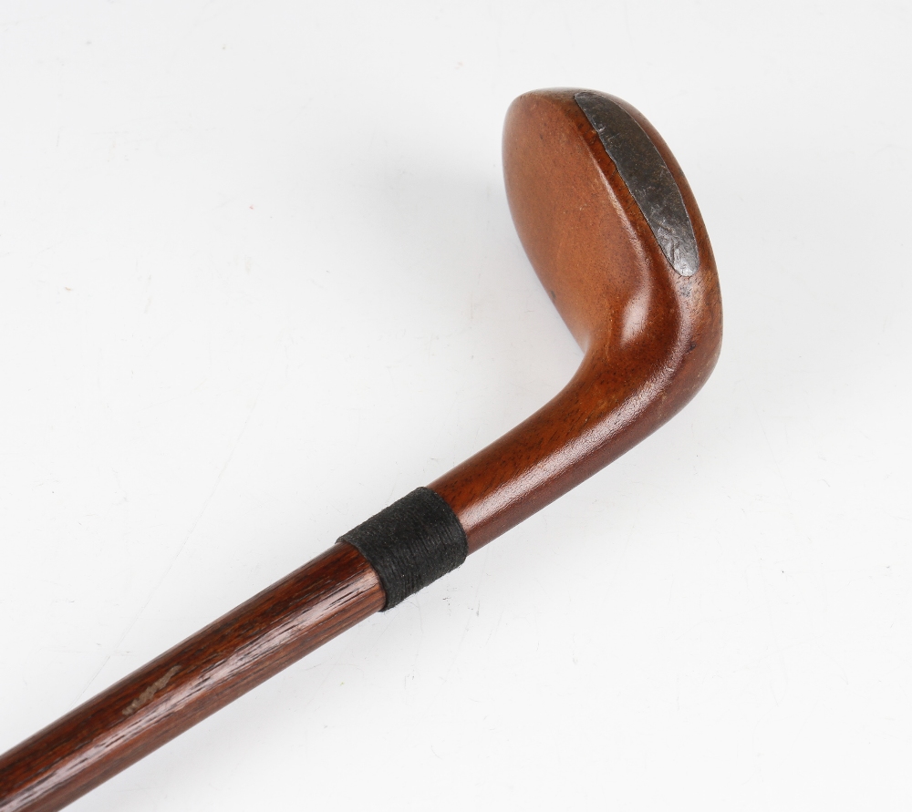 Original Sunday golf walking stick - light stained persimmon head handle with horn sole insert, rear - Image 2 of 2