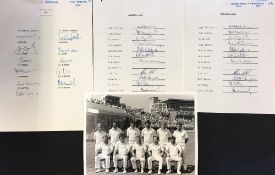 Cricket - 1981 England v Australia Test Series Items to include three signed team sheets, two