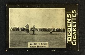 Ogdens Tabs real photograph golf card - titled "Vardon v Braid-Vardon Measuring" (a putt) - plane