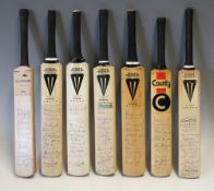 Cricket - Group of 7 England Signed Miniature Cricket Bats with various signatures including Mike