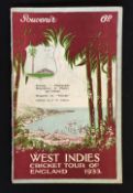 Cricket - 1933 West Indies Cricket Tour of England 1933 Souvenir Booklet including fixtures of the