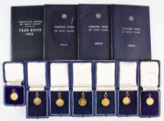 Collection of 7x Yorkshire Golf Union club championship winners medals from 1949- 1960 - won by