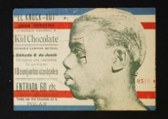 Boxing - Scarce c.1930s Eligio Sardiñas 'Kid Chocolate' Tribute Ticket - also known as 'Cuban Bon