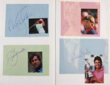 Major Golf Champions collection of autographs to incl a young Tiger Woods, Payne Stewart, Seve