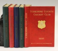 Cricket - Yorkshire County Cricket Club 1931 to 1935 Year Books - all hard-back books, 1935