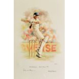 'The Batsman David Gower 1990' by Mandy Shepherd Signed Limited Edition Cricket Print signed by