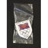 Olympics - 1988 Olympics Great Britain Enamel Badge with the British Flag and Olympic Logo on a