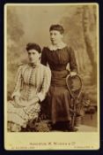 Tennis - Augustus, W. Wilson & Co Tennis Cabinet Card Photograph depict two ladies with a lopsided