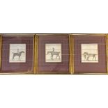 Horse Racing - 3x c.1750 Horse Racing Etchings depicts 'Little Driver the property of Mr Iofiah