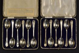2x boxed sets Silver golfing teaspoons - both with matching cross golf club finials wt 6oz
