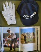Nick Faldo Open Golf Champion signed golf ball and glove display - with a signed Faldo Rexstar Pro