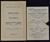 Hockey - 1909 Eastern Counties H.A. v Southern Counties H.A. Hockey Programme at Clarence Park, St