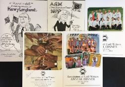 Collection of Association of Golf Writers Annual Award Menus from 1974 onwards to incl 2x 1970's Roy