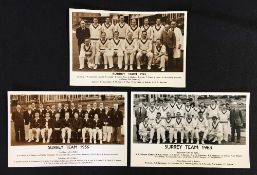 Cricket - Surrey Team Photo Postcards - including 1954, 1956 and 1963.