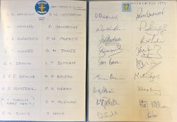 Cricket - 1992 County Team Signed Team Sheets including Derbyshire, Durham, Essex, Glamorgan,