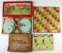 2x early golf board games to incl Chad Valley Golf Tidleywinks c/w board, 6x greens, 5x flags etce -