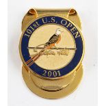 2001 US Open Golf Championship gilt and enamel money clip - played at Southern Hills and won by