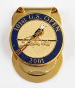 2001 US Open Golf Championship gilt and enamel money clip - played at Southern Hills and won by