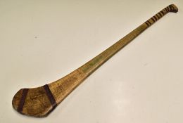 Hurling - Pre-1890s 'Hurley' Stick in ash with metal bands to the end, measures 92cm approx.