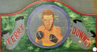 Boxing - 1950s Terry Downes Funfair Boxing Booth Display appears hand painted with an image of