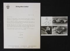 Motor Racing - Stirling Moss Autograph - a Signed Letter a typed and dated 1993, signed to the