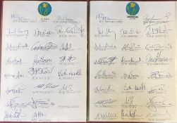 Cricket - County Club Team Signed sheets including Glamorgan, Gloucestershire, Lancashire,