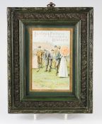 Original 1890's Huntley and Palmer's golfing coloured advertising card - complete with details