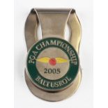 2005 US PGA Golf Championship enamel money clip - played at Baltusrol and won by Phil Mickelson -