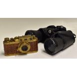 Russian made Gold Plated Leica II Copy marked with Ernst Leitz Wetzlar No291705 to top, with