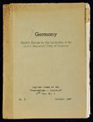 WWII - 1937 Secret Reports on Germany Booklet - 'Monthly Reports by the Leadership of the Social