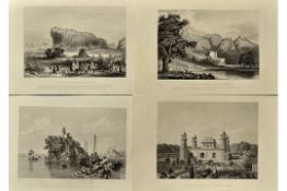 India - 19/20th Century Lithographs depicting The Hill Fortress of Gwalior, Fortress of Bawrie, in