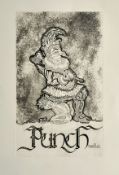 Large 'PUNCHinello' Poster depicting text with image of Punch above. Printed on good quality art