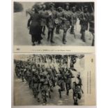 India - Sikh Soldiers marching WWI Postcard Two French postcards showing a French lady giving a