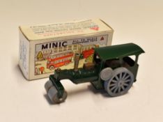 Triang Minic Tinplate Steam Roller in green with grey wheels, in original box, having Steam Roller